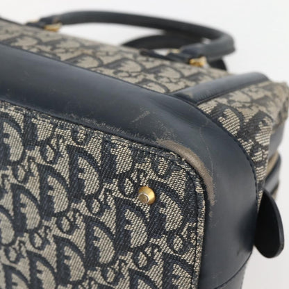 Dior Christian Dior Trotter Canvas Hand Bag Navy Gold Authentic gh760