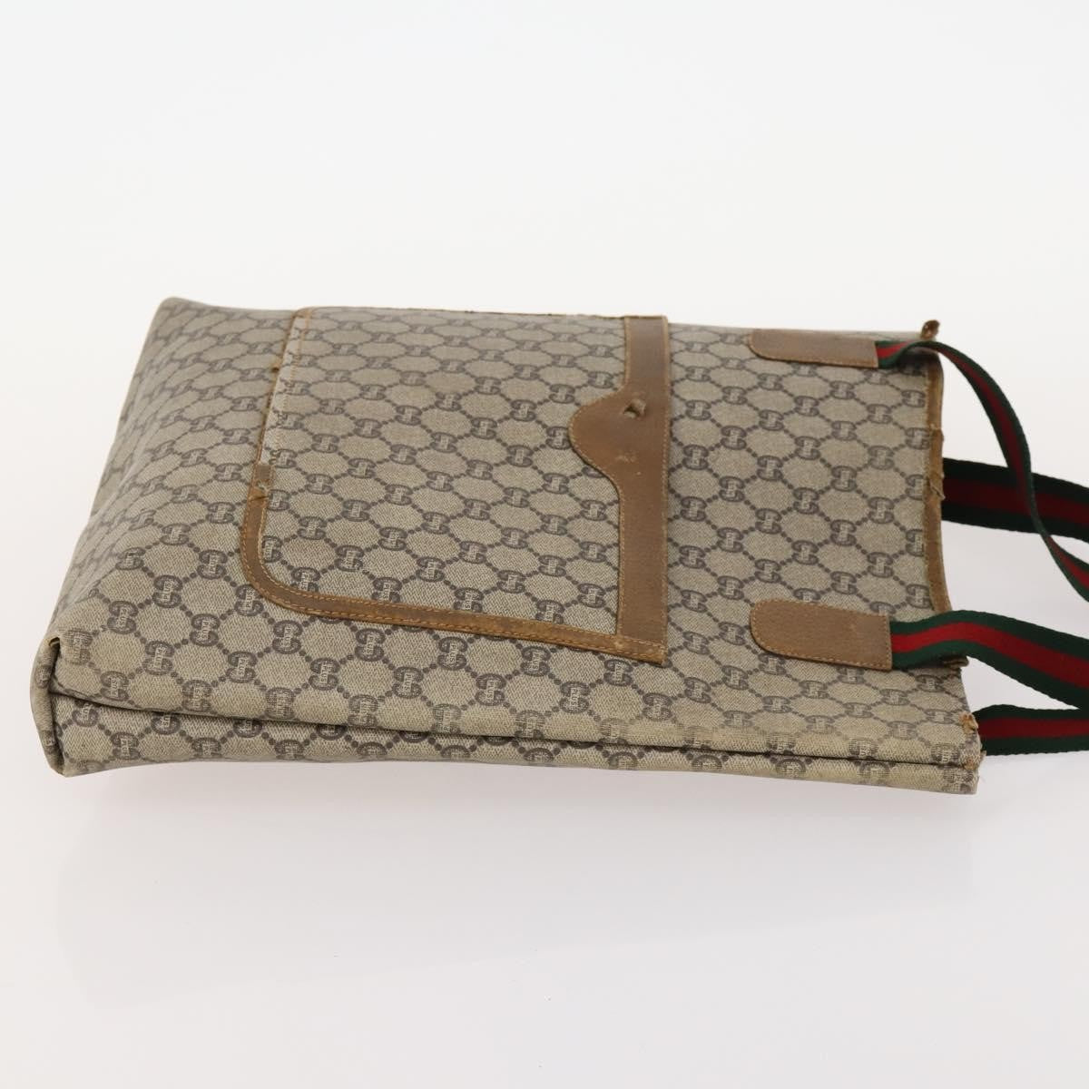 Gucci GUCCI GG Plus Supreme Web Sherry Line Tote Bag PVC 3 Set Beige Red Authentic BSZ437