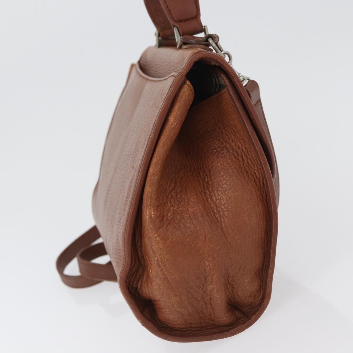 Burberrys Burberrys Nova Check Hand Bag Leather 2way Brown Gold Authentic bs33202
