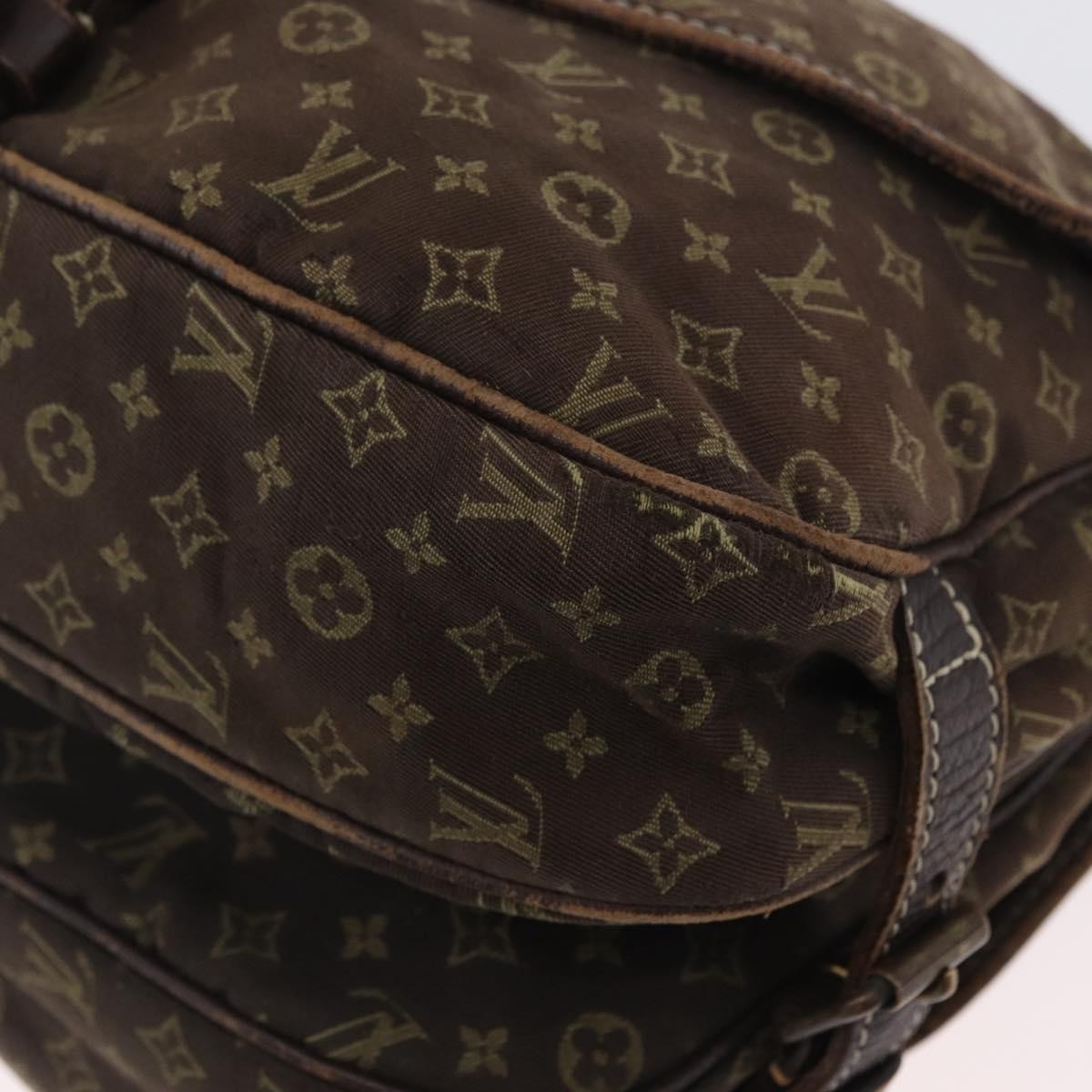 Louis Vuitton LOUIS VUITTON Monogram Mini Lin SaumurPM Shoulder Bag Brown M95227 Authentic BSZ306
