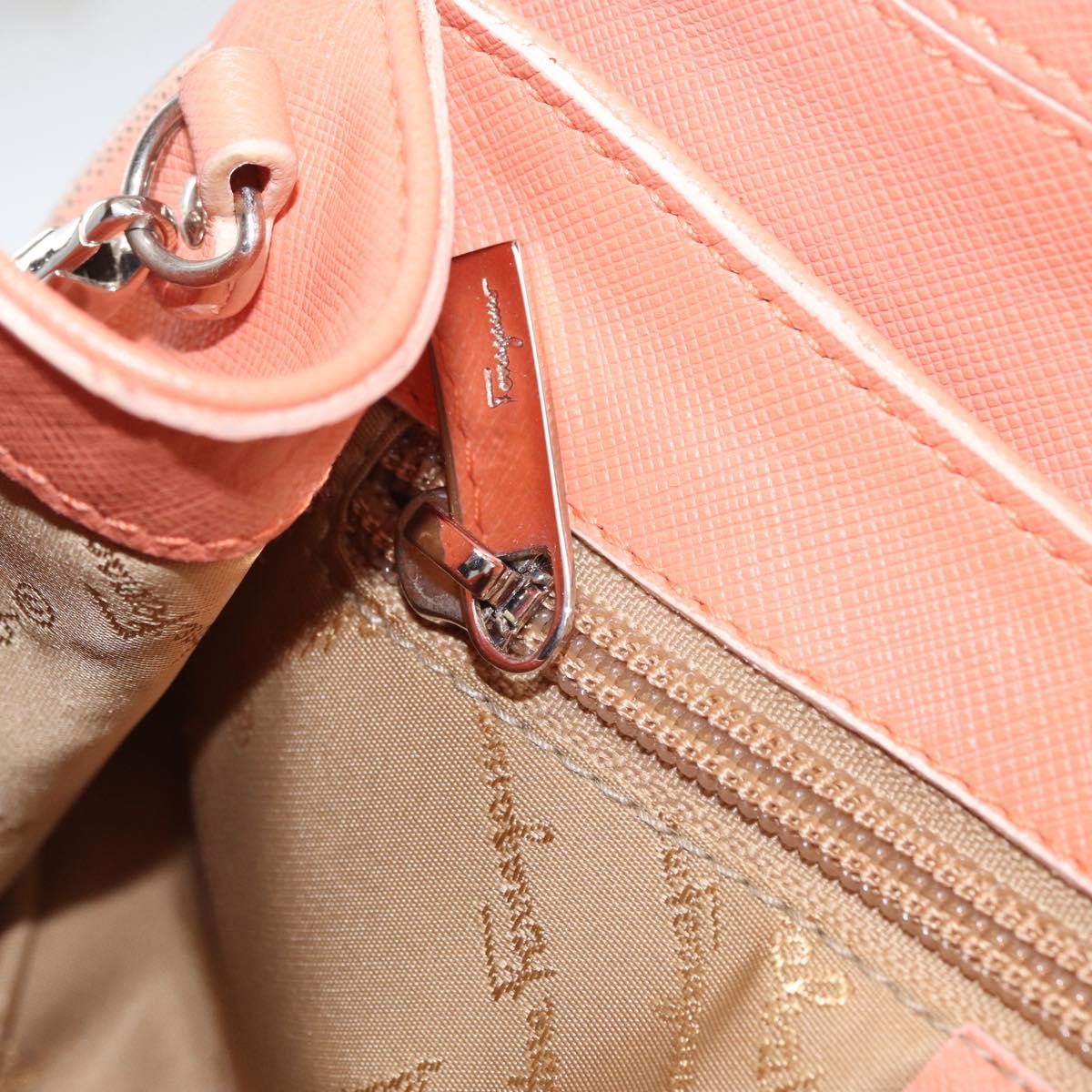 Salvatore Ferragamo Salvatore Ferragamo Gancini Shoulder Bag Leather Pink Silver Authentic BA11212