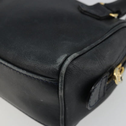 Celine CELINE Hand Bag Leather 2way Gold Navy Authentic am11231A