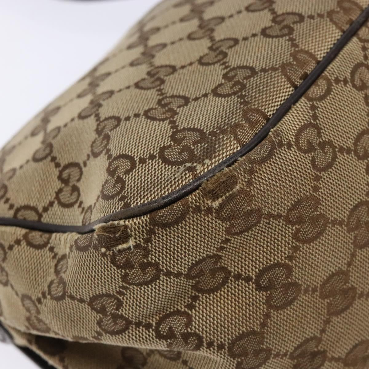 Gucci GUCCI GG Canvas Shoulder Bag Beige Silver Brown 308452 Authentic bs28633