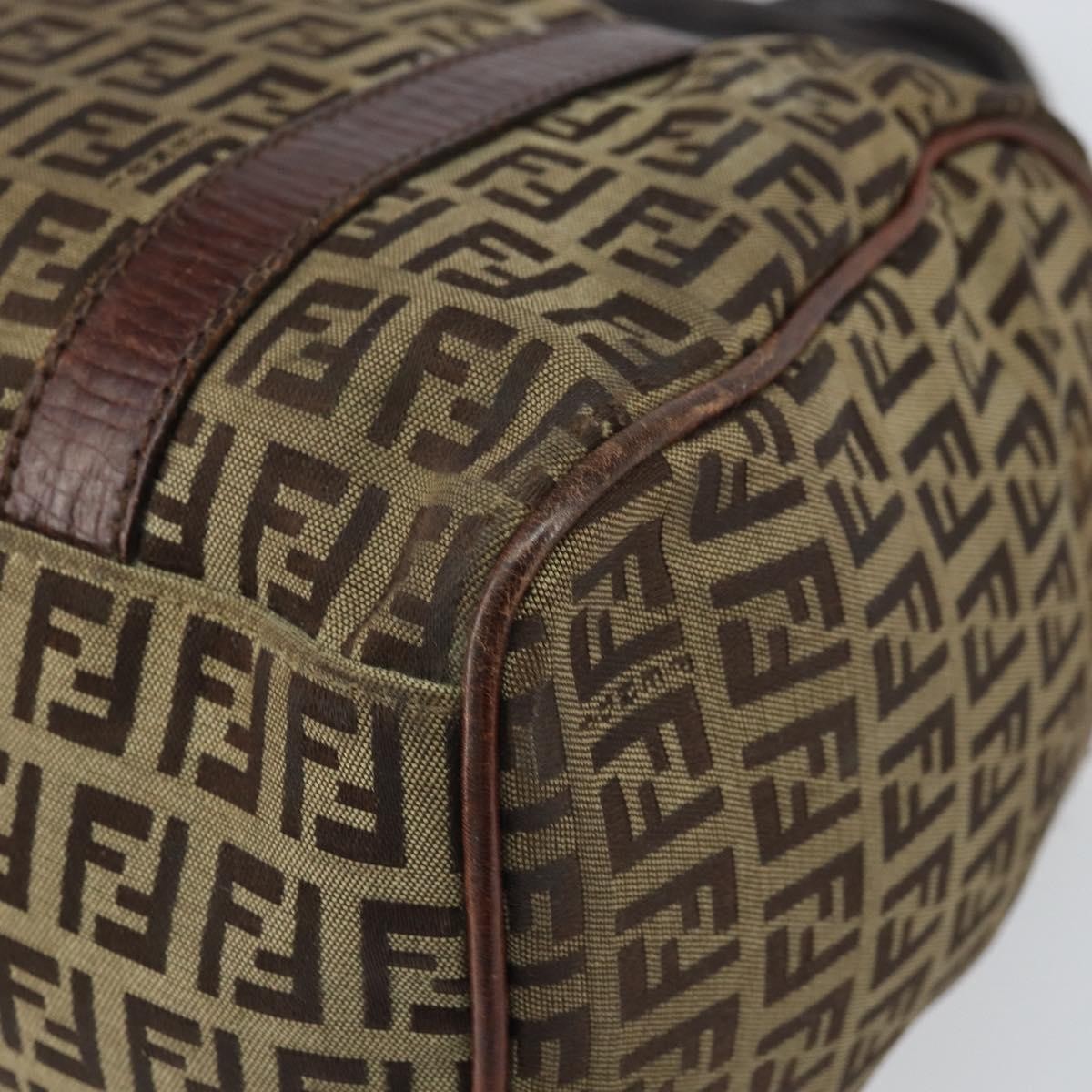 Fendi FENDI Zucchino Canvas Hand Bag Beige Gold Authentic ka2154