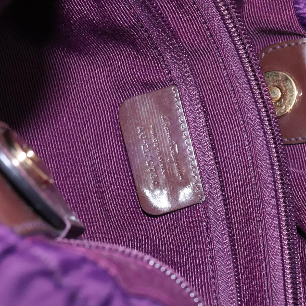 Salvatore Ferragamo Salvatore Ferragamo Vala Shoulder Bag Nylon Purple Gold Authentic 141527