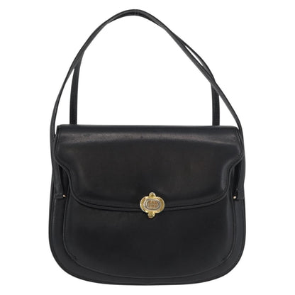 Gucci GUCCI Hand Bag Leather Black Gold Authentic ep14155