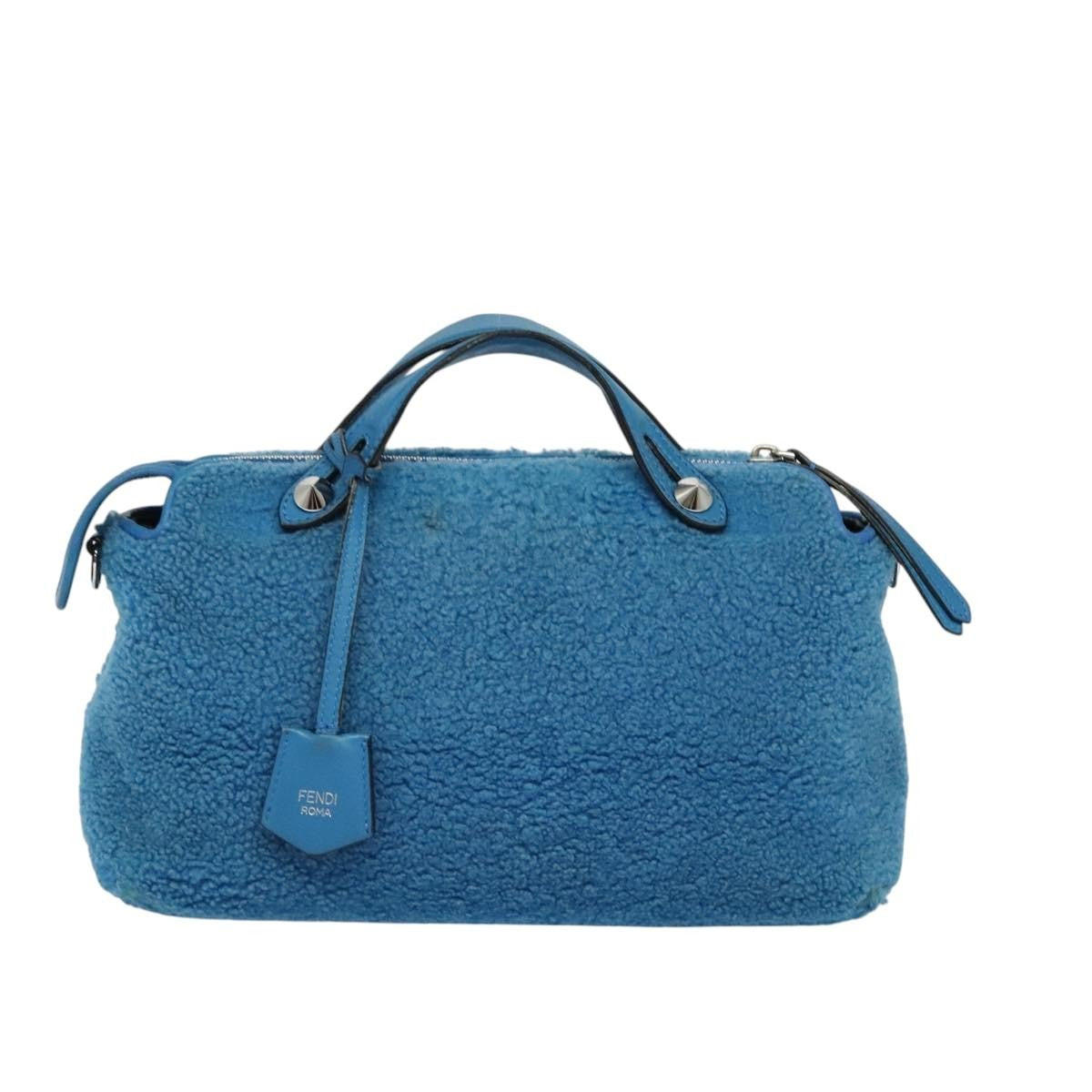 Fendi FENDI Hand Bag Mouton 2way Blue Silver Authentic 126111