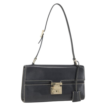 Gucci GUCCI Shoulder Bag Leather Black Gold 001 4214 Authentic 148566
