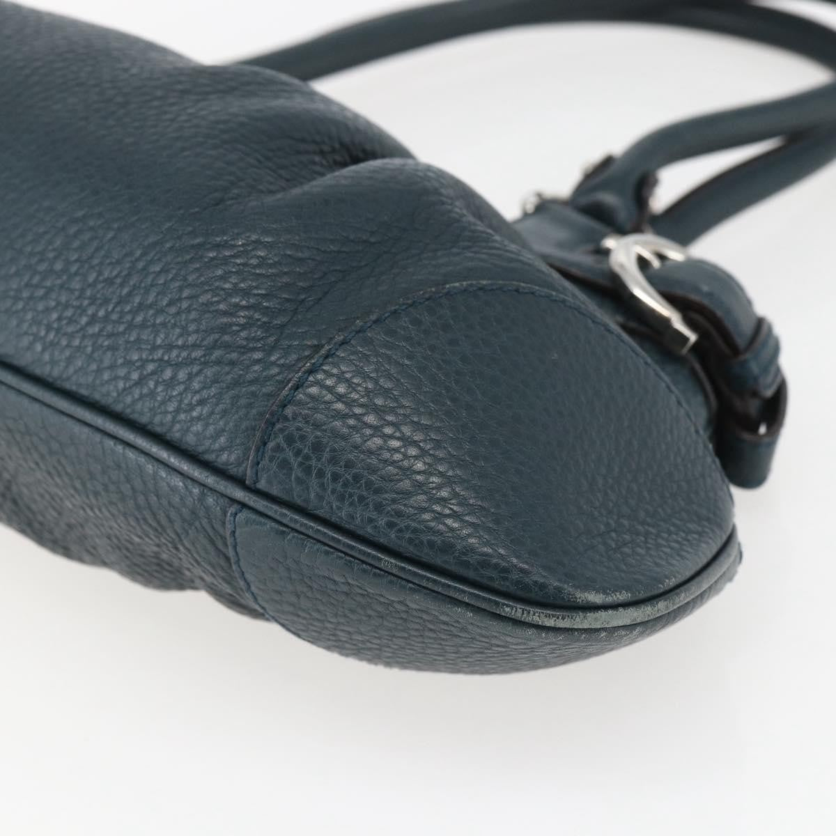 Salvatore Ferragamo Salvatore Ferragamo Gancini Hand Bag Leather Green Silver Authentic 157002