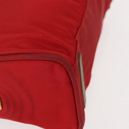 Prada PRADA Hand Bag Nylon Red Gold Authentic ki6141