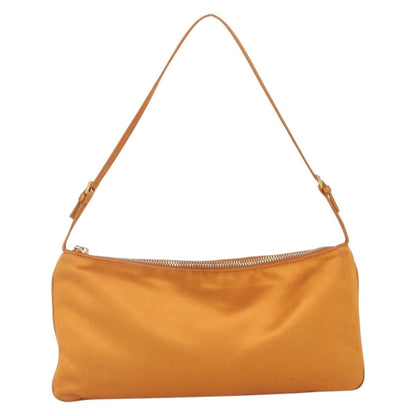 Prada PRADA Accessory Pouch Satin Orange Gold Authentic 161612 Bag