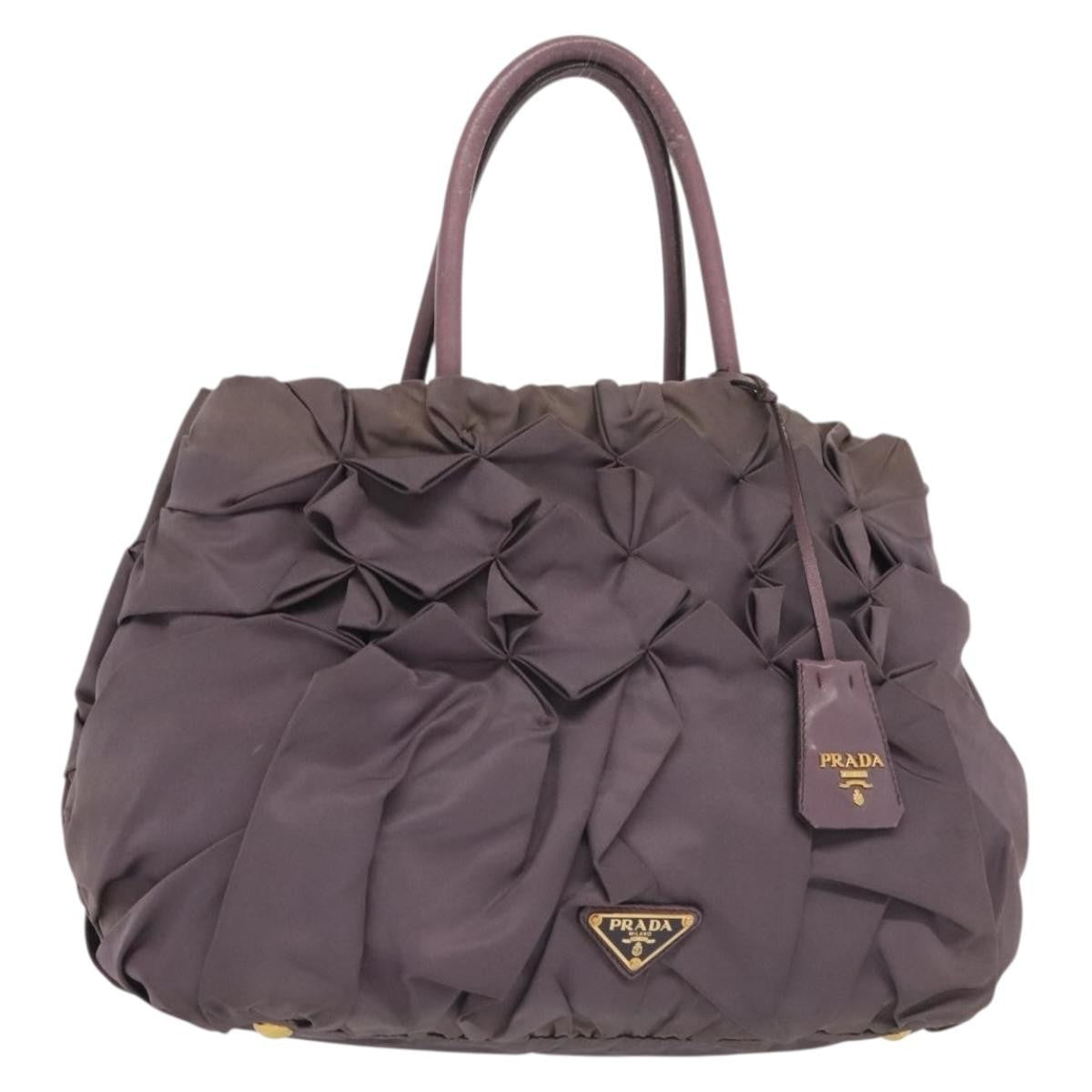Prada PRADA Hand Bag Nylon Purple Gold Authentic 137586