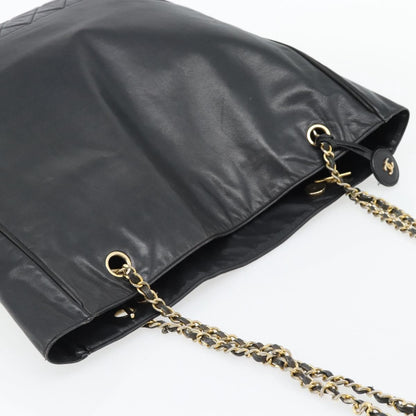 Chanel CHANEL Matelasse Chain Tote Bag Leather Black Gold CC Authentic BA13071
