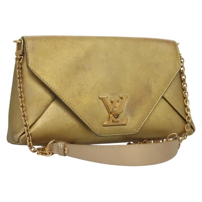 Louis Vuitton LOUIS VUITTON Love Note Shoulder Bag Leather Gold M53069 LV Authentic BA4535