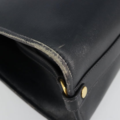 Gucci GUCCI Hand Bag Leather Navy Gold Authentic 177664
