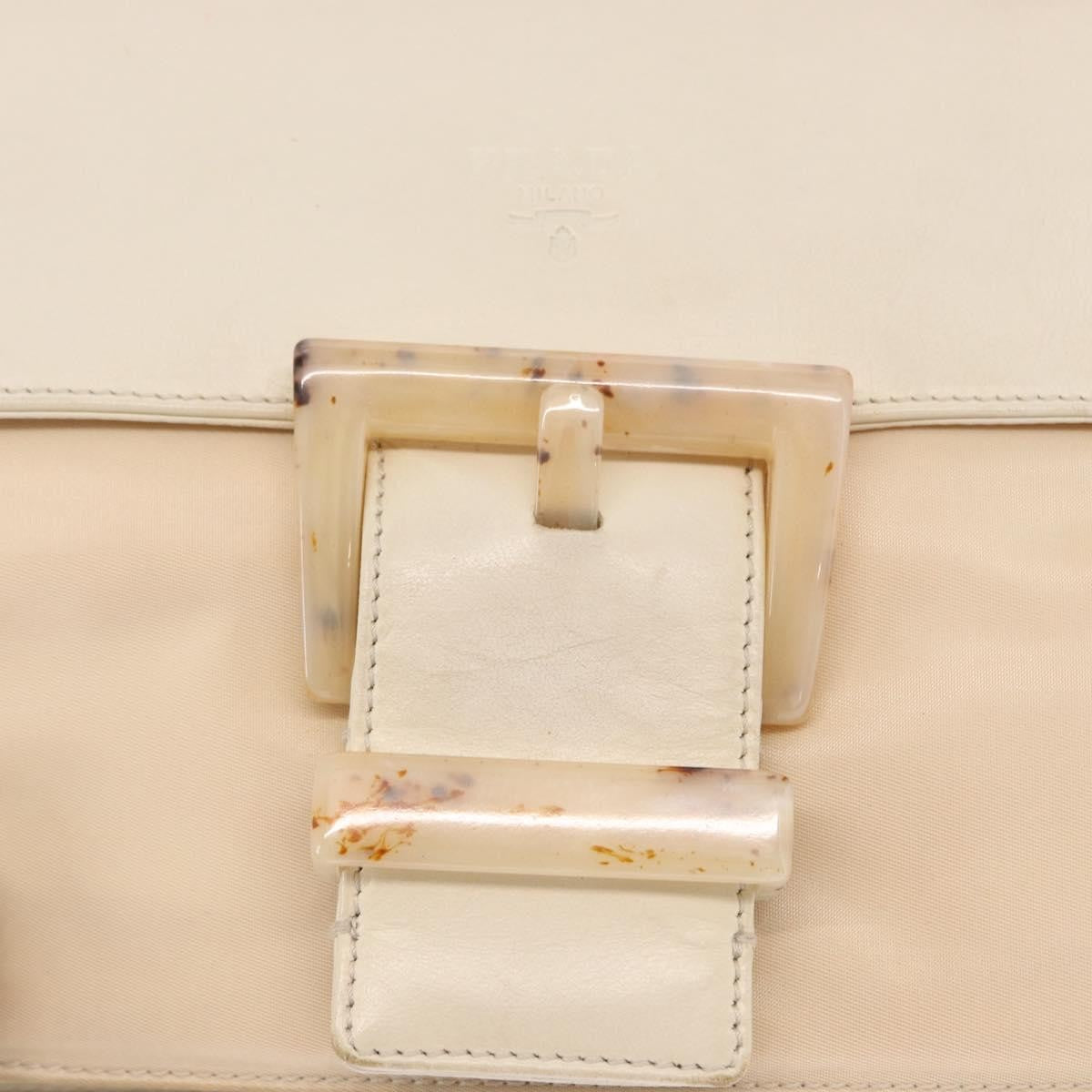 Prada PRADA Shoulder Bag Nylon Beige Silver Authentic bs33180