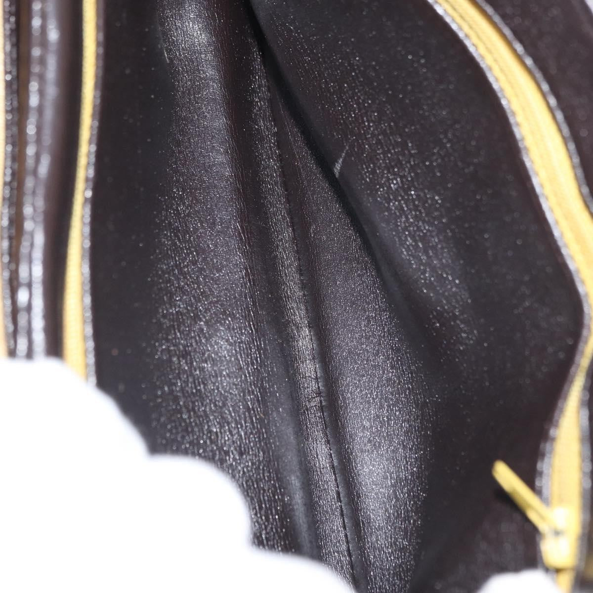 Dior Christian Dior Hand Bag Calf Skin 2way Dark Brown Gold Authentic 180355