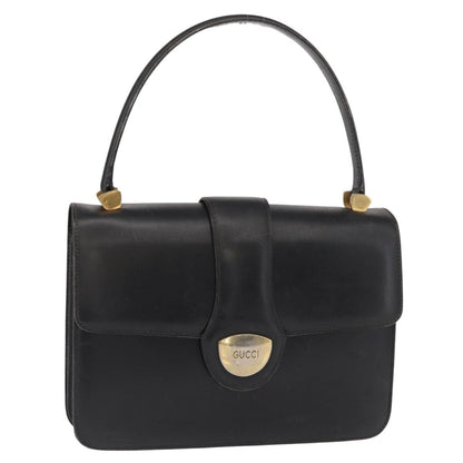 Gucci GUCCI Hand Bag Leather Gold Black Authentic 162764