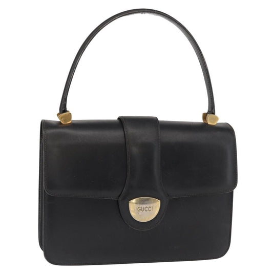 Gucci GUCCI Hand Bag Leather Gold Black Authentic 162764