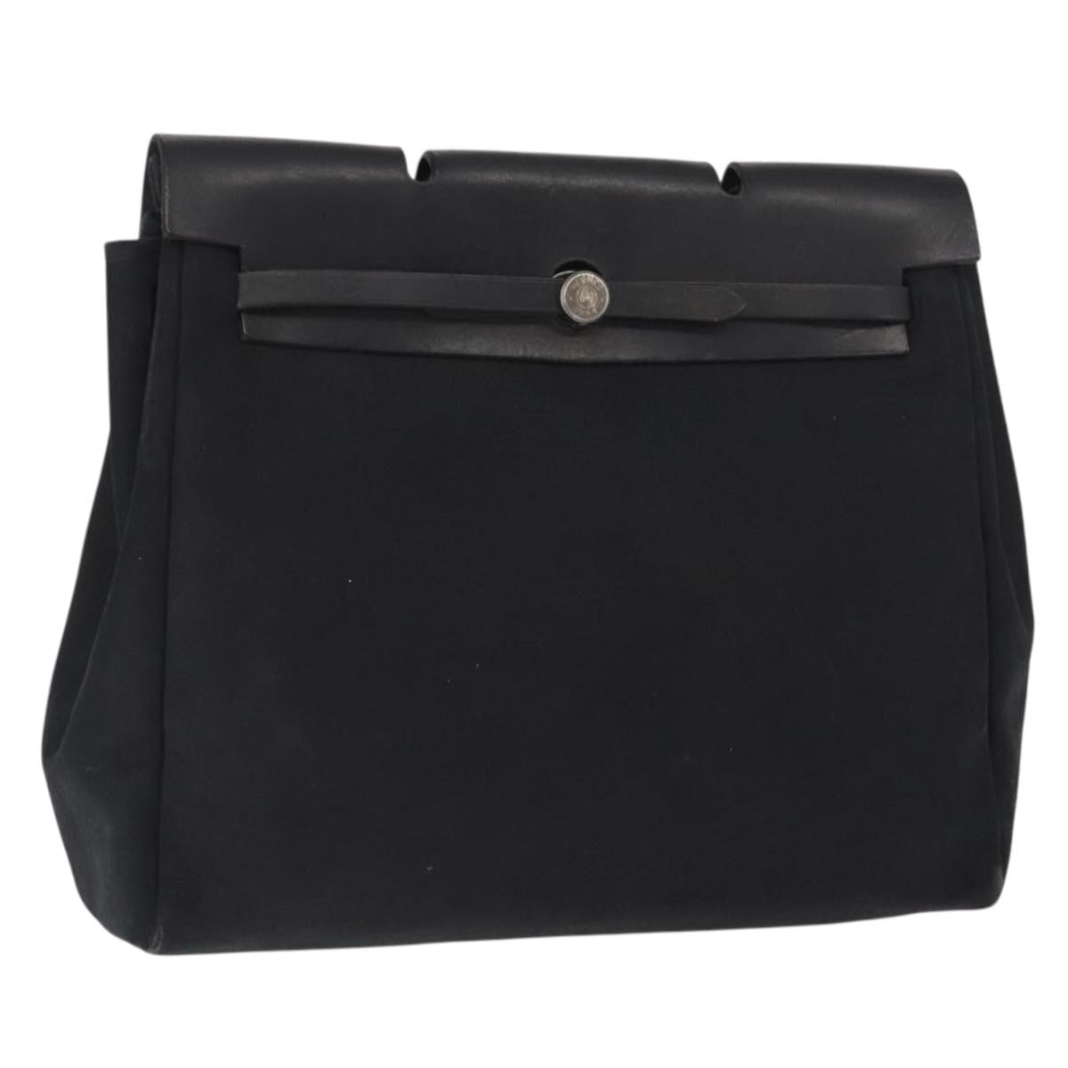 Hermès Hermès HERMES Herbag MM Hand Bag Canvas Leather Black Silver Authentic gh1501