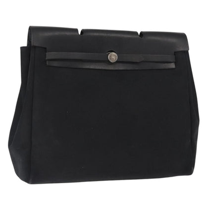 Hermès Hermès HERMES Herbag MM Hand Bag Canvas Leather Black Silver Authentic gh1501