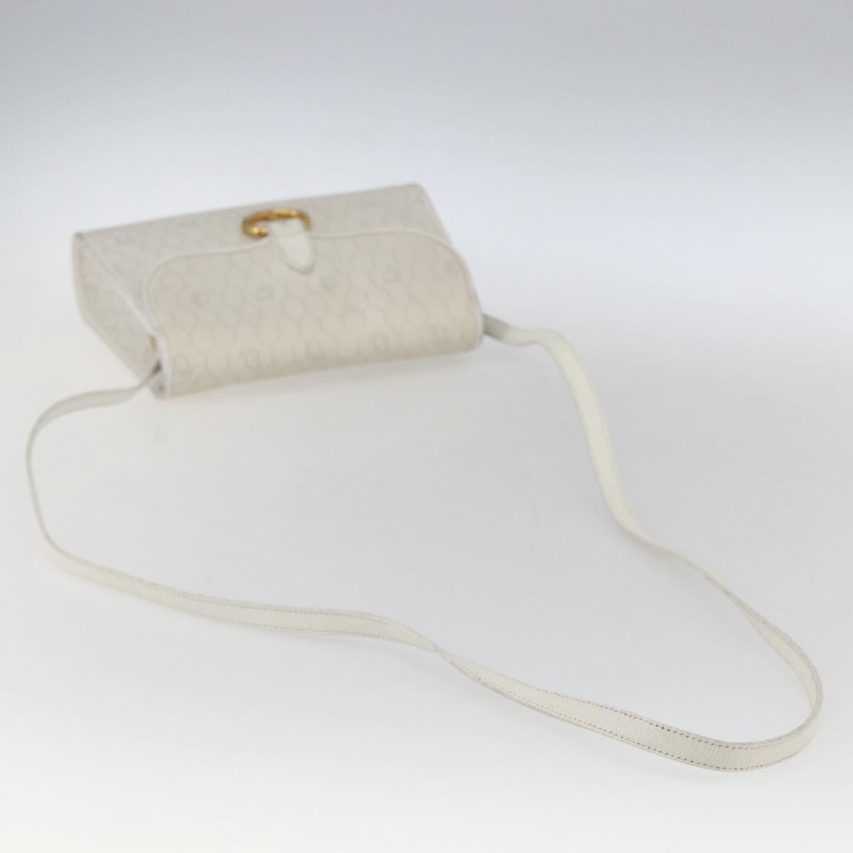 Dior Christian Dior Honeycomb Canvas Shoulder Bag PVC White Gold Authentic 170899