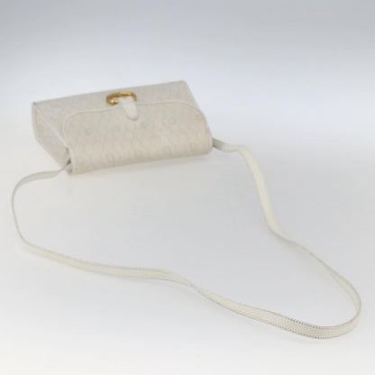 Dior Christian Dior Honeycomb Canvas Shoulder Bag PVC White Gold Authentic 170899