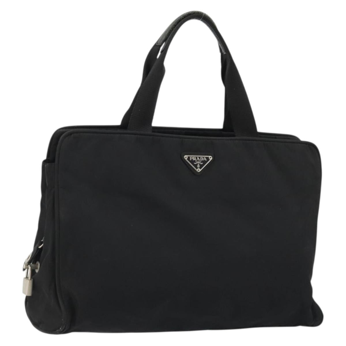 Prada PRADA Hand Bag Nylon Black Silver Authentic 175692
