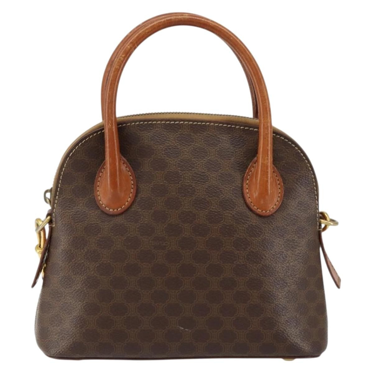 Celine CELINE Macadam Canvas Hand Bag PVC 2way Brown Gold Authentic 151939