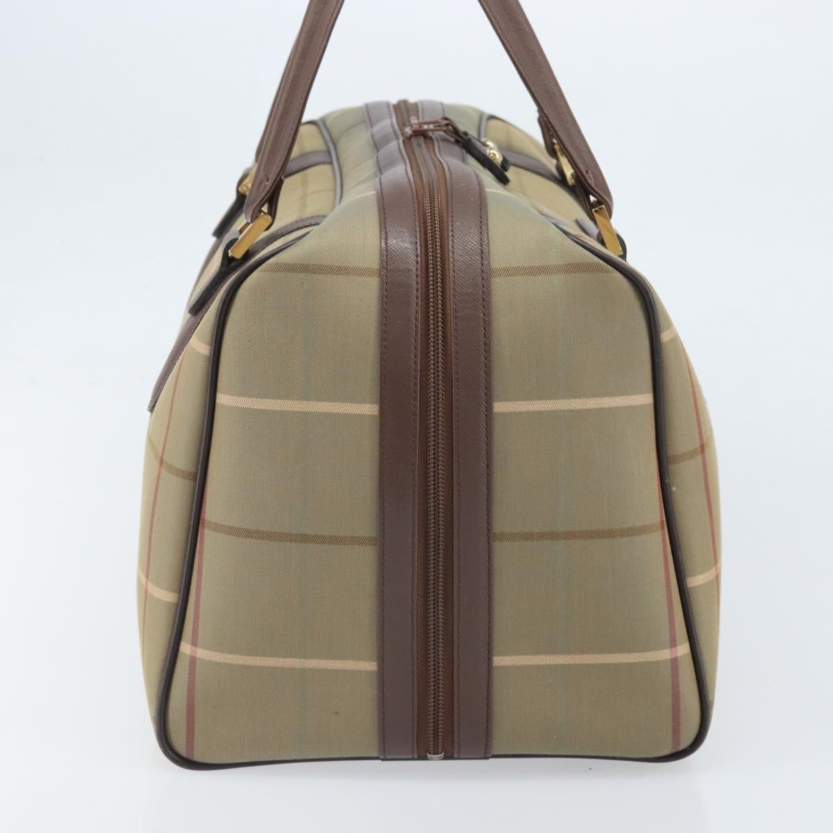 Burberrys Burberrys Nova Check Boston Bag Canvas Beige Gold Authentic ep13303