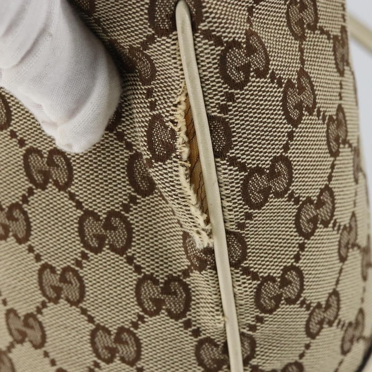 Gucci GUCCI GG Canvas Newbrit Tote Bag Beige Gold 169946 Authentic gh1314