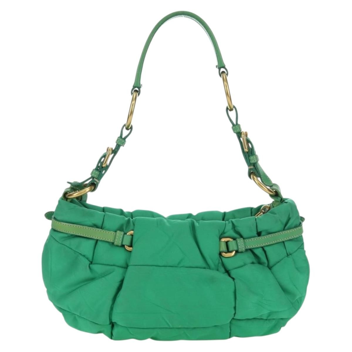 Prada PRADA Shoulder Bag Nylon Green Gold Authentic 156456