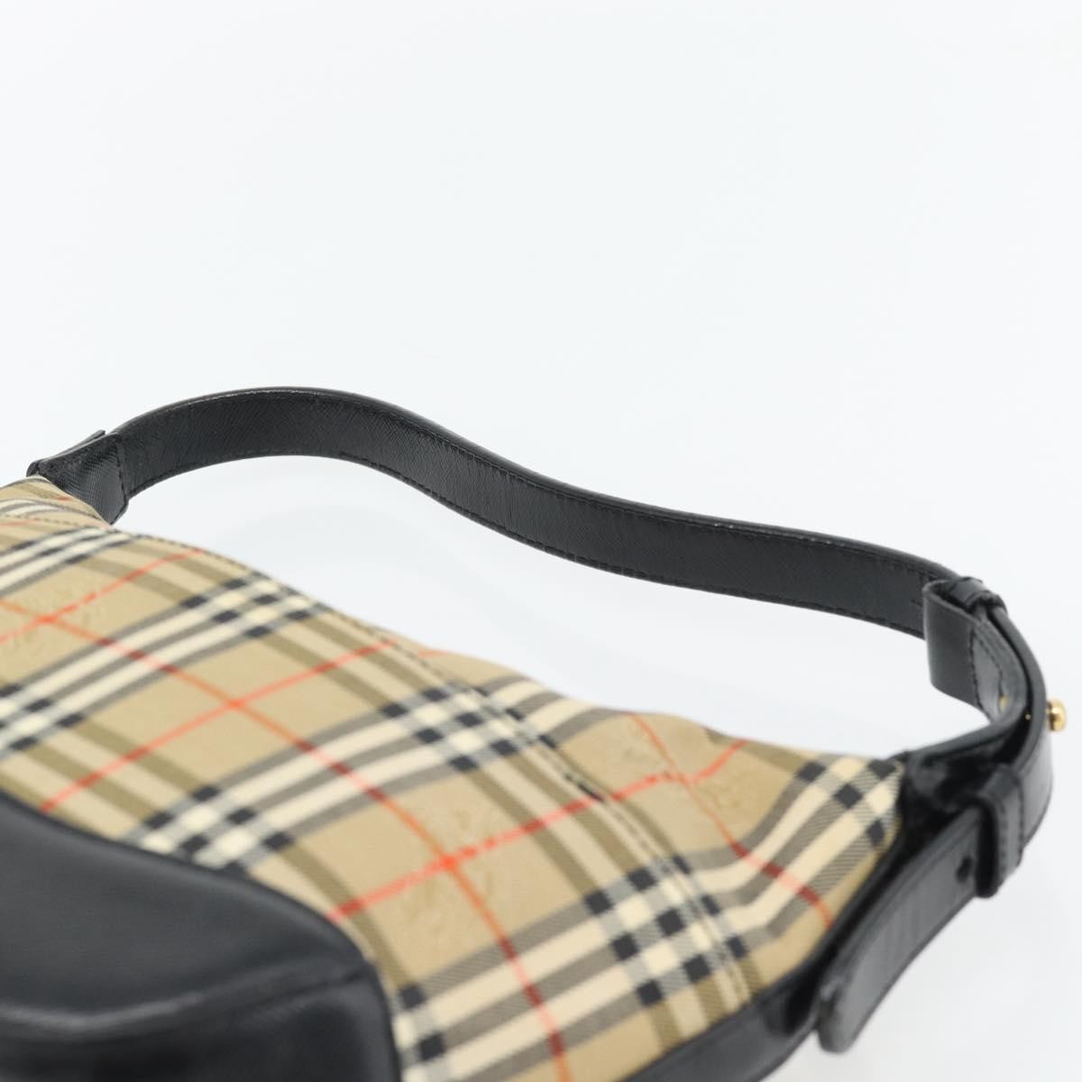 Burberry BURBERRY Nova Check Shoulder Bag Canvas Beige Gold Authentic 182559