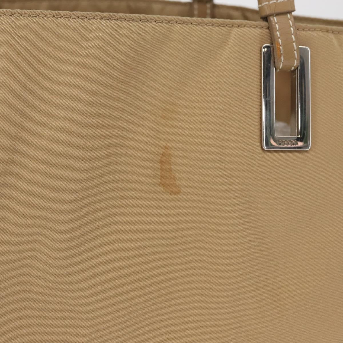 Prada PRADA Tote Bag Nylon Leather Beige Silver Authentic 156731