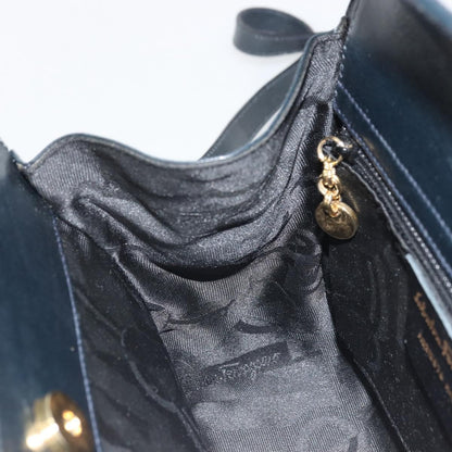 Salvatore Ferragamo Salvatore Ferragamo Gancini Hand Bag Leather 2way Navy Gold Authentic ARZ896