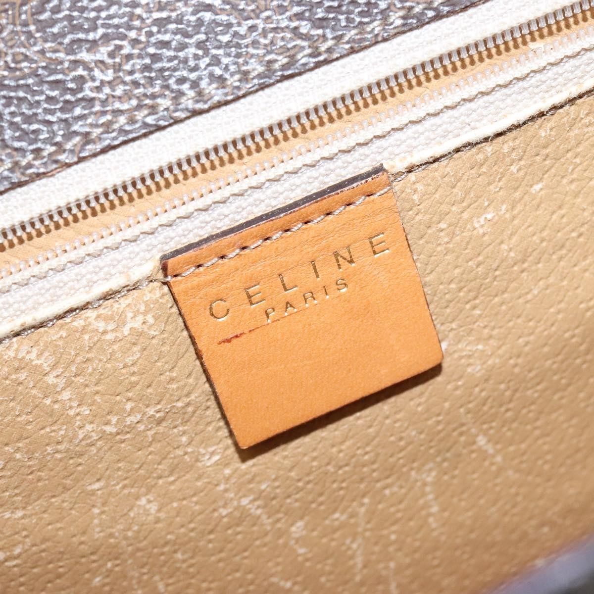 Celine CELINE Macadam Canvas Shoulder Bag PVC Leather Brown Gold Authentic 122137