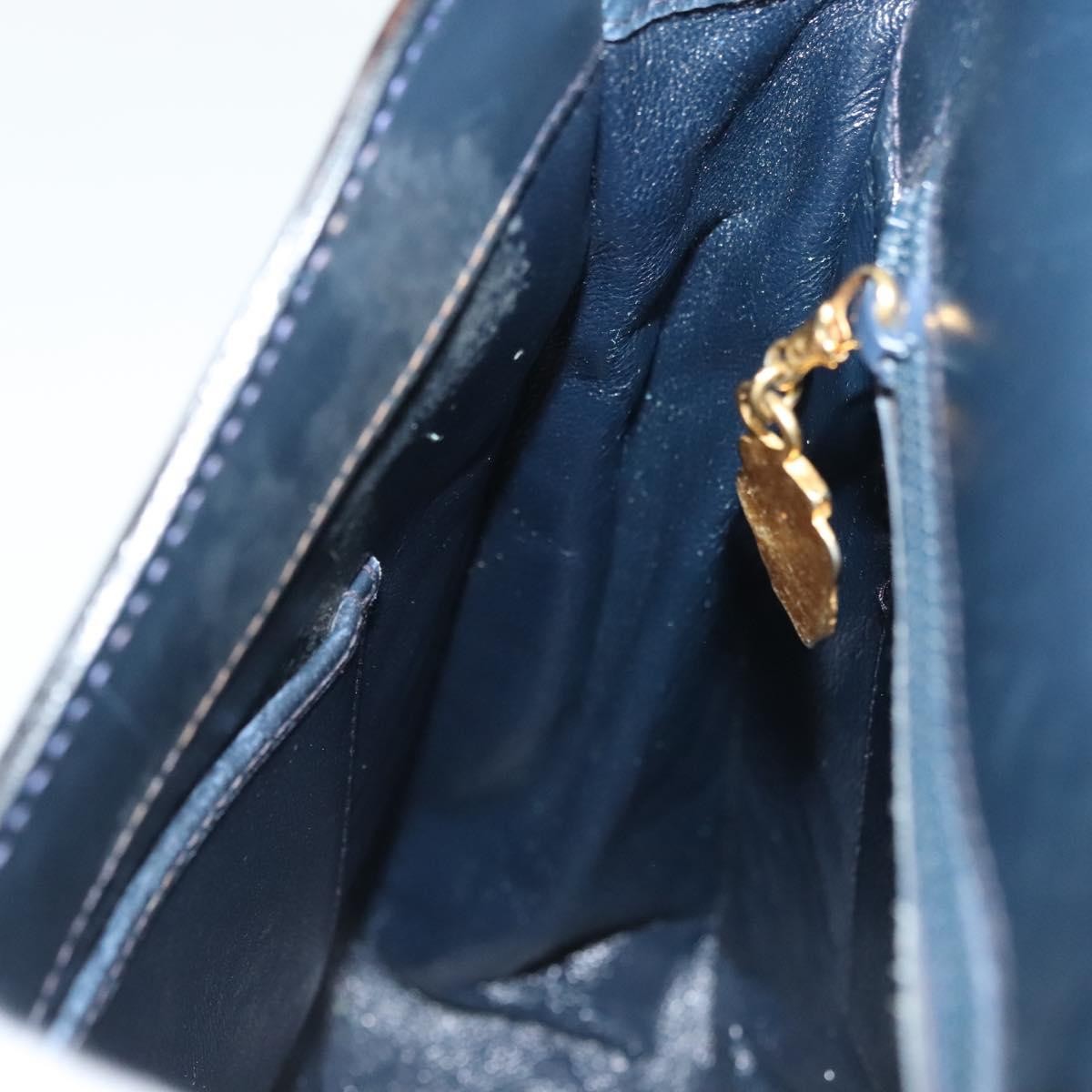 Gucci GUCCI Shoulder Bag Suede Navy Gold Authentic ep10549