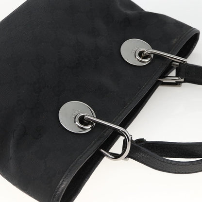 Gucci GUCCI GG Canvas Hand Bag Black Silver 120844 Authentic BA11644