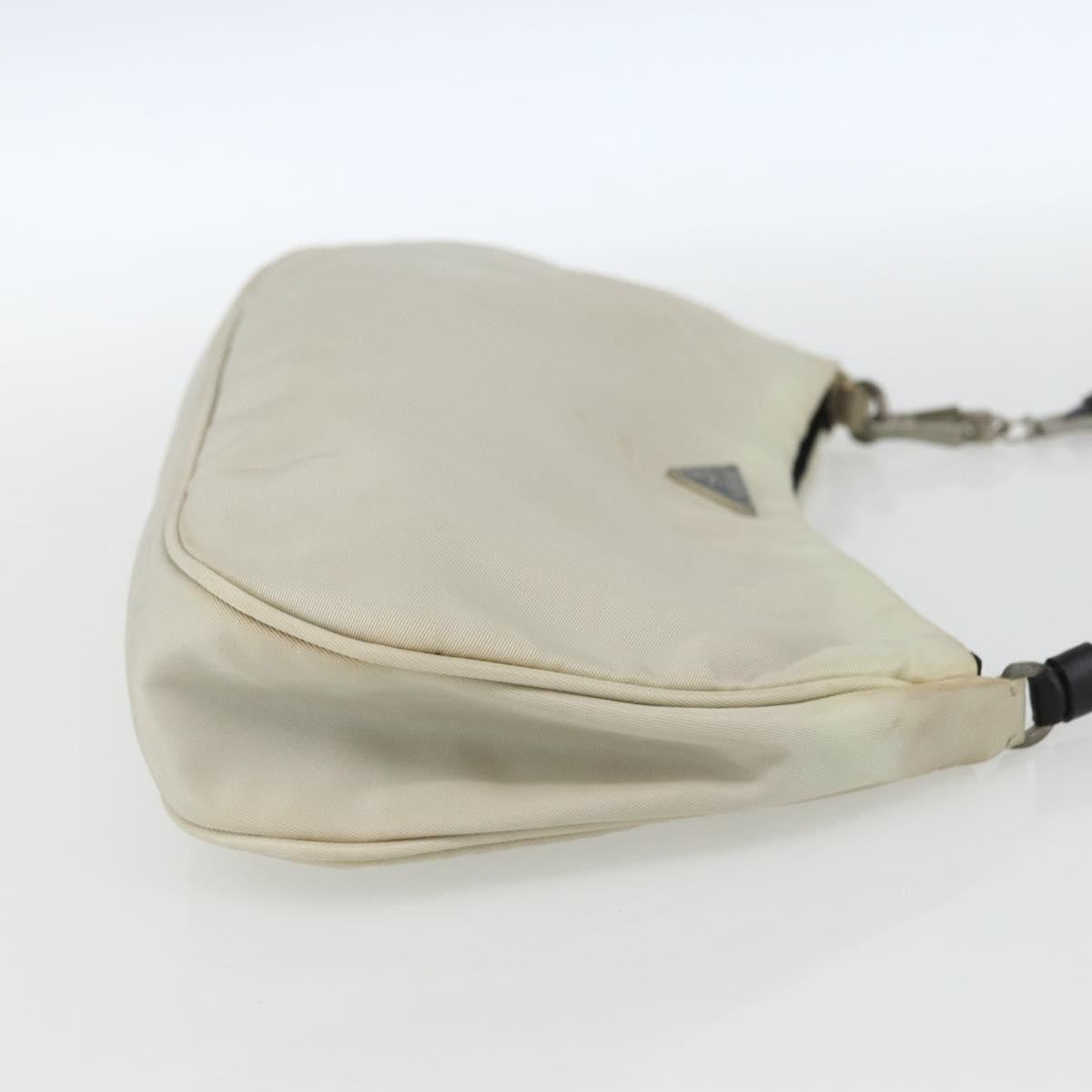 Prada PRADA Shoulder Bag Nylon Beige Silver Authentic 162128