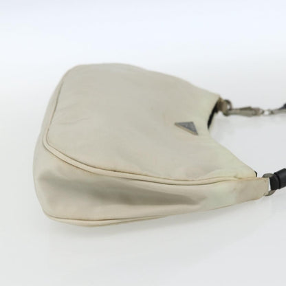 Prada PRADA Shoulder Bag Nylon Beige Silver Authentic 162128