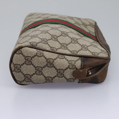 Gucci GUCCI GG Supreme Web Sherry Line Clutch Bag PVC Beige Red Green Authentic th5590