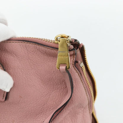 Miu Miu Miu Miu Hand Bag Leather Pink Gold Authentic 180081