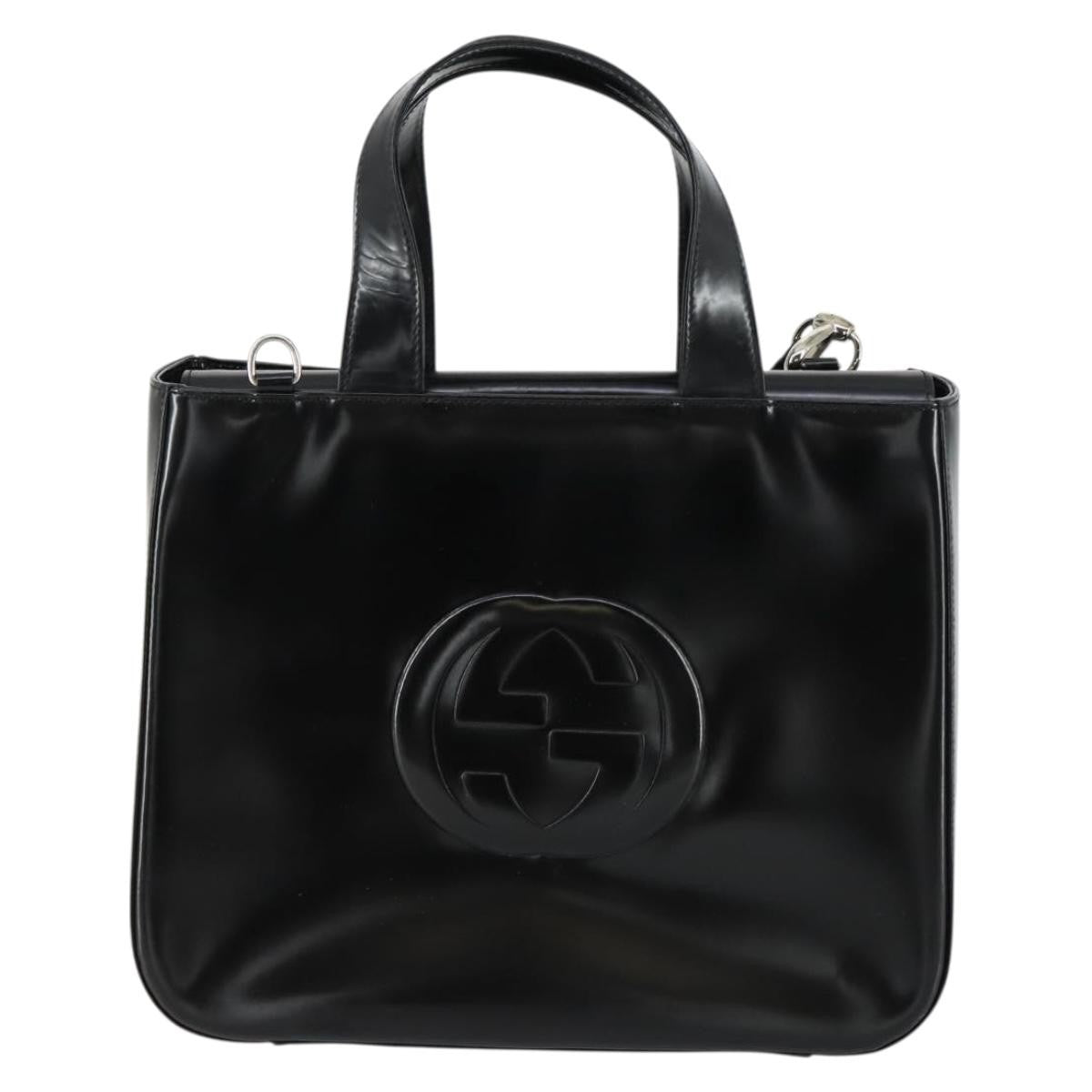 Gucci GUCCI Hand Bag Patent leather 2way Black Silver 000 2058 0504 5 Authentic 155470