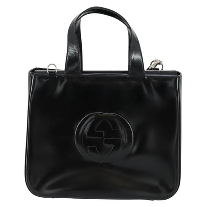 Gucci GUCCI Hand Bag Patent leather 2way Black Silver 000 2058 0504 5 Authentic 155470