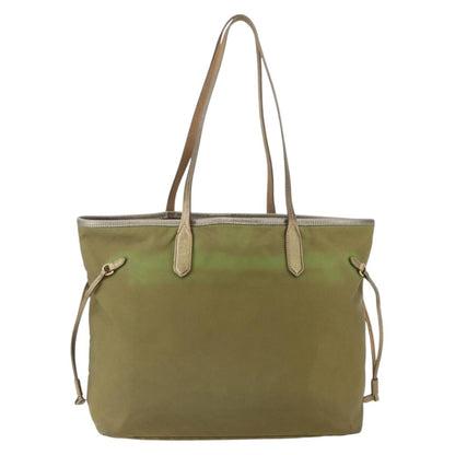 Prada PRADA Hand Bag Nylon Khaki Gold Authentic 159131