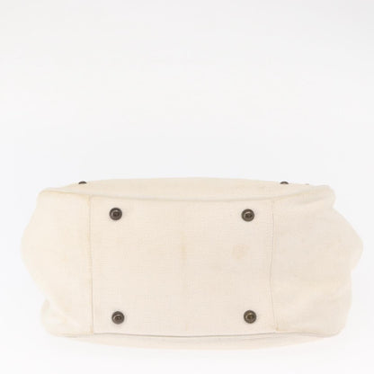 Chloé Chloé Chloe Hand Bag Canvas Leather White Authentic mr1648