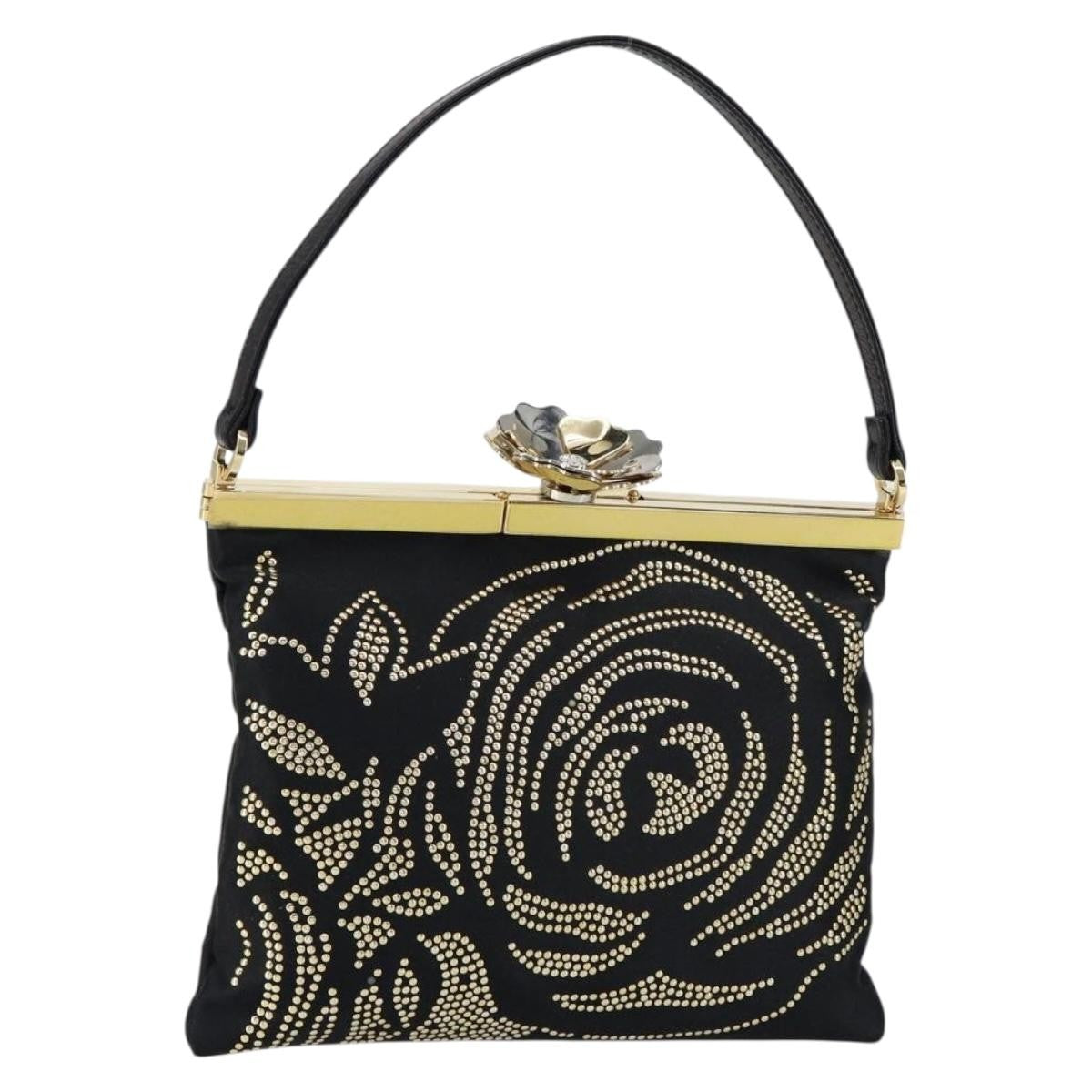 Valentino VALENTINO Hand Bag Satin Brown Gold Authentic bs30808