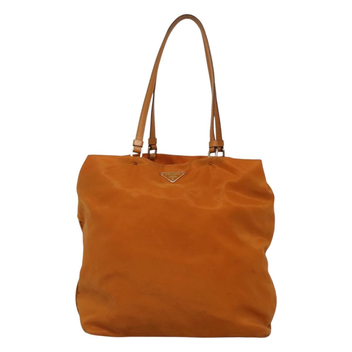 Prada PRADA Shoulder Bag Nylon Orange Gold Authentic EC663