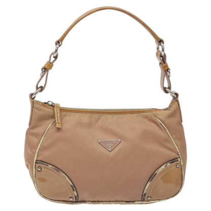 Prada PRADA Shoulder Bag Nylon Beige Authentic EC614