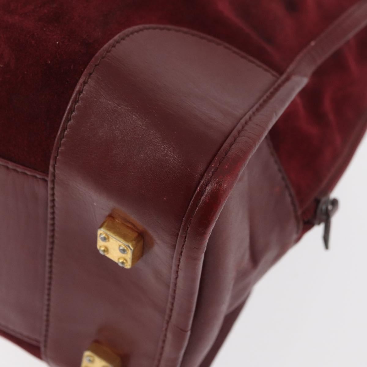 Loewe LOEWE Anagram Hand Bag Suede Leather Bordeaux Gold Authentic bs34369